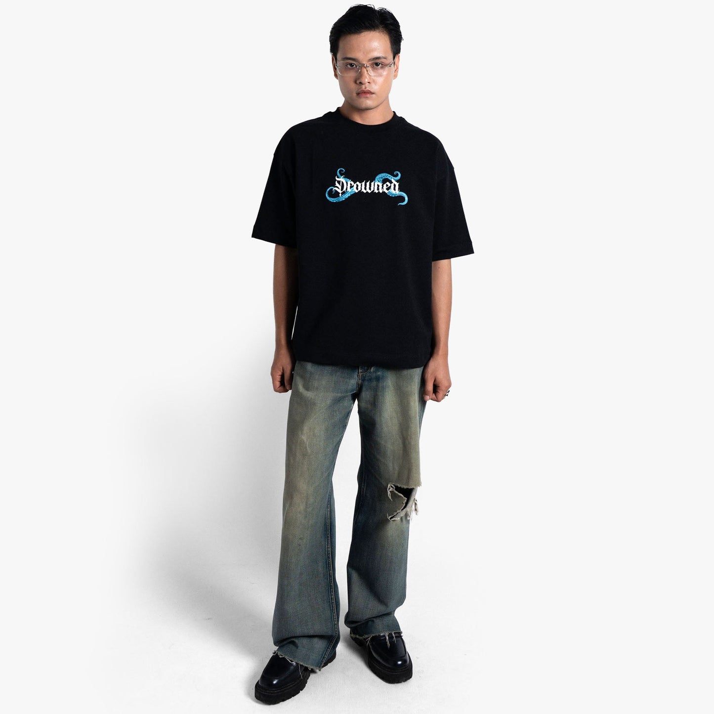 Khaaki Oversized T Shirt - Drowned in Darkness