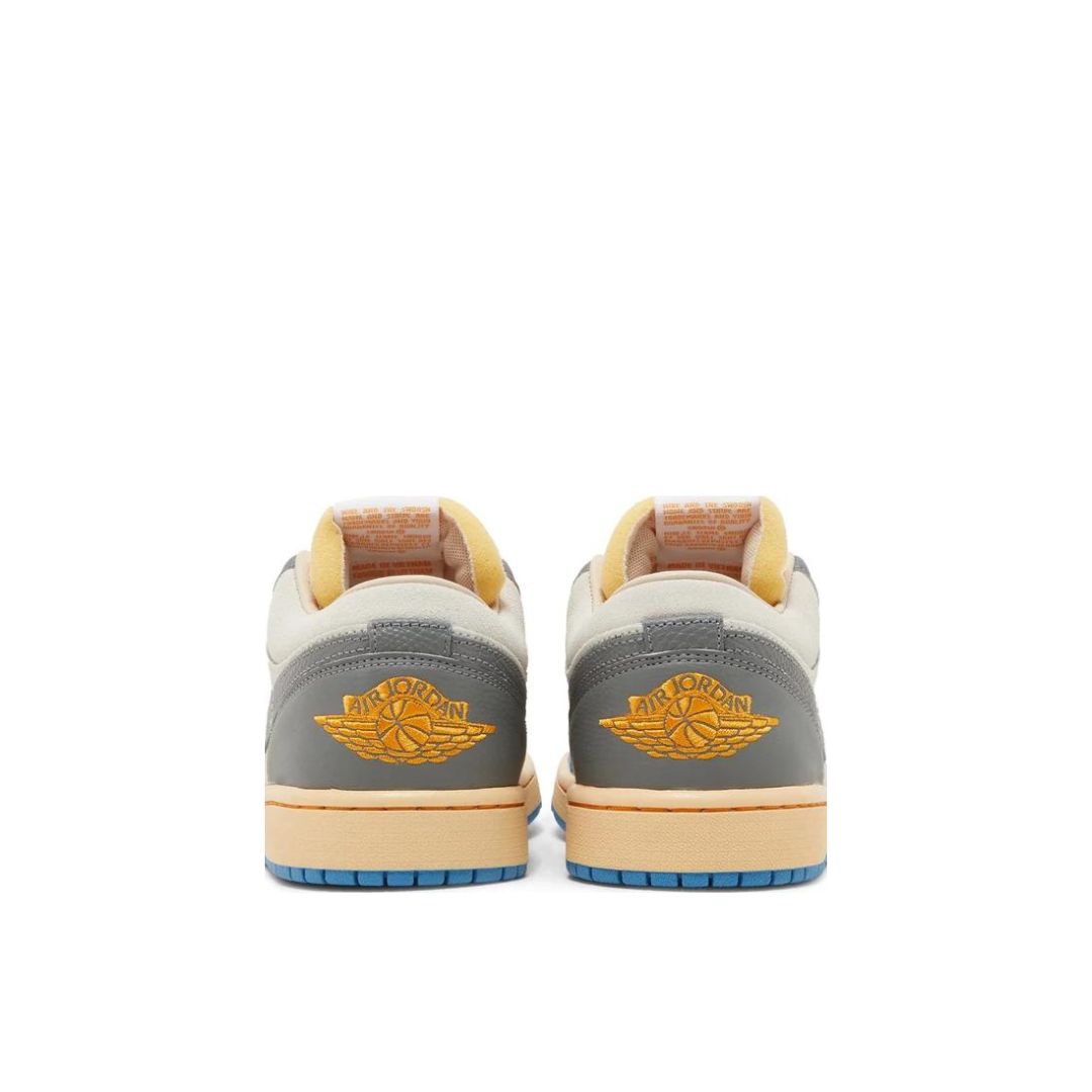 Back heel view of Air Jordan 1 Low Tokyo/Vintage UNC Grey