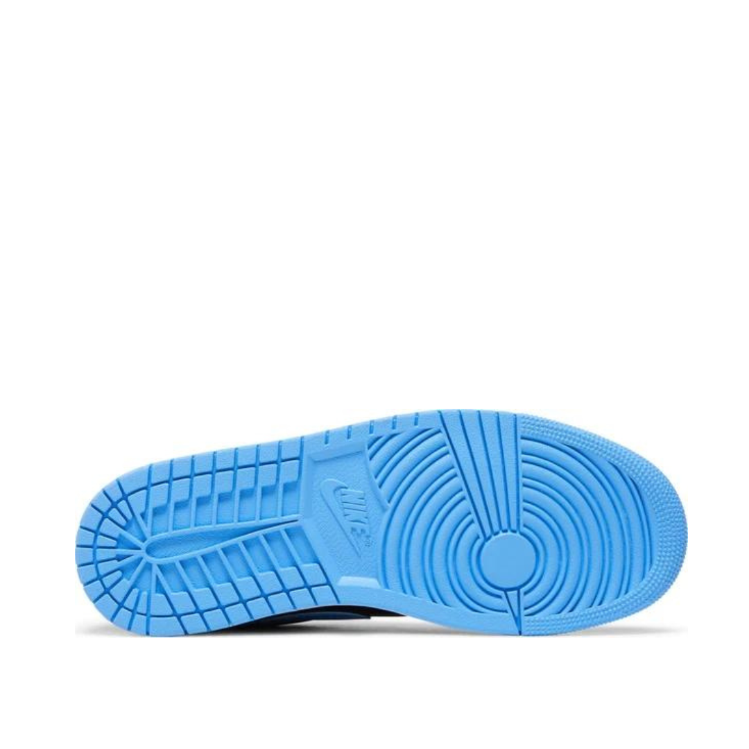 Bottom sole view of Air Jordan 1 Low University Blue
