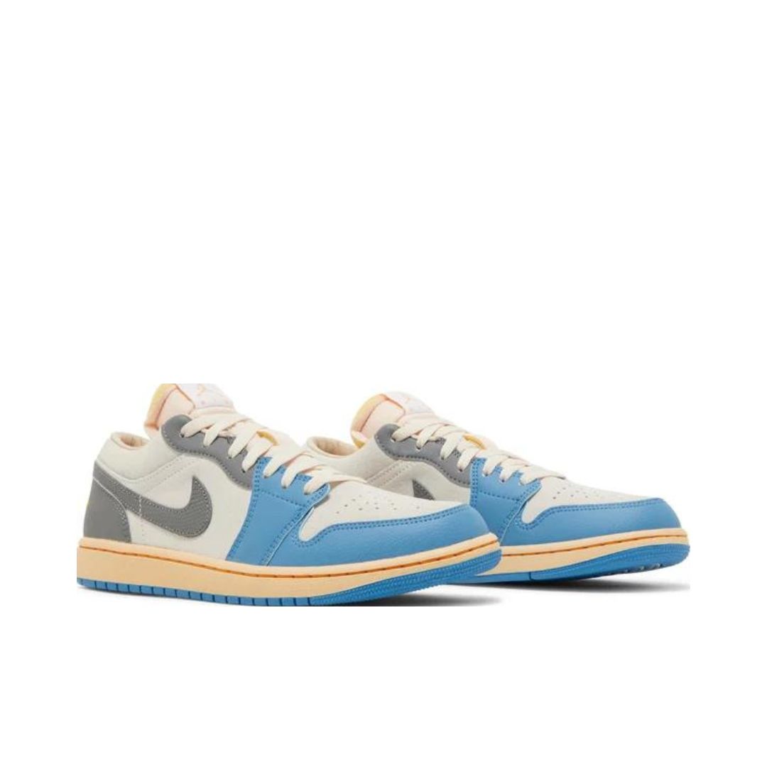 Angled view of Air Jordan 1 Low Tokyo/Vintage UNC Grey