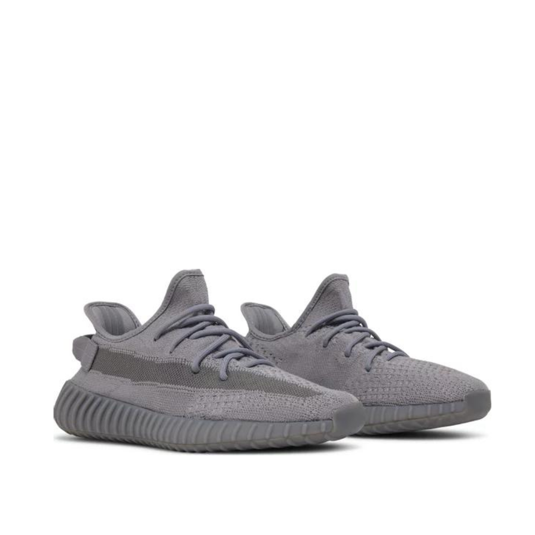 Angled view of Adidas Yeezy 350 V2 Steel Grey