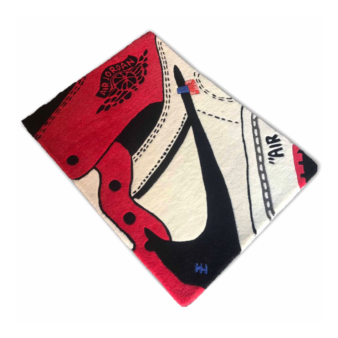 Nike Jordan 1 Retro High Off-white Chicagocloseup Rug by Noche