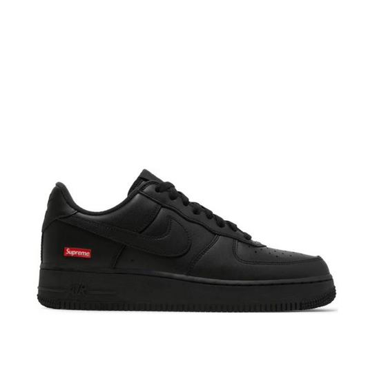 side view of Supreme x Air Force 1 Low 'Box Logo - Black'; right pair