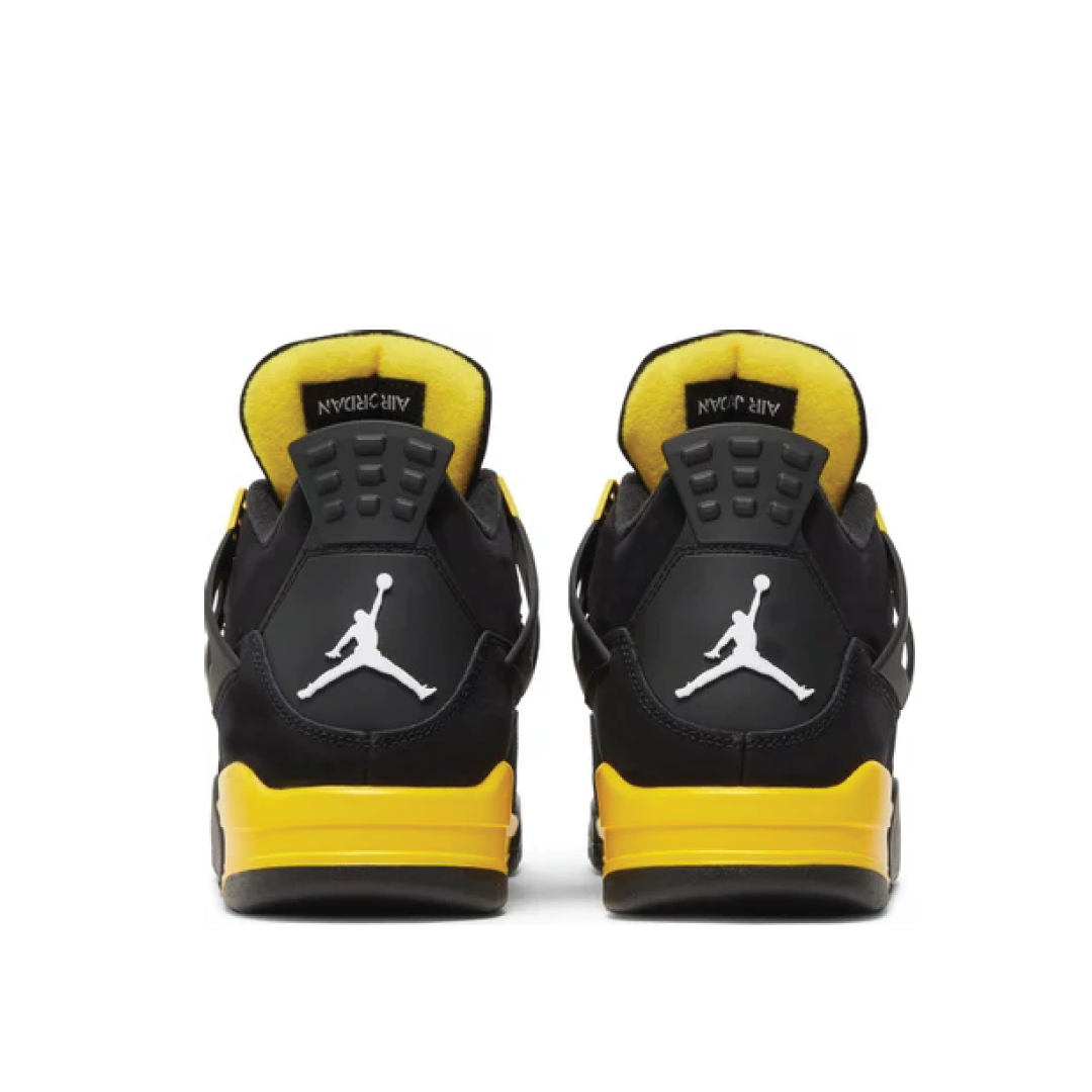 Back heel view of Air Jordan 4 Retro Thunder 2023