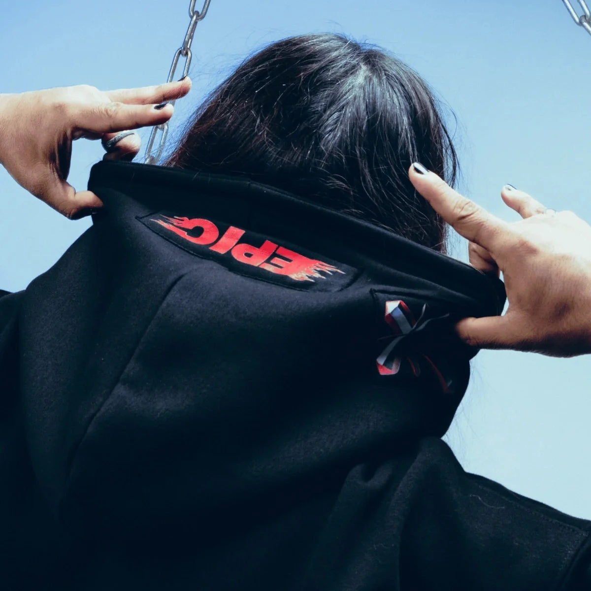 Epic Oversized Hoodie Black - 3 Cross