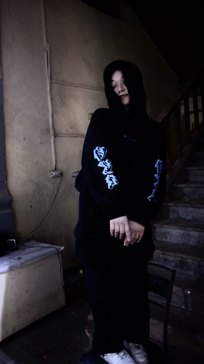 Disorder of Creation Brushstroke Logo Black Oversized Hoodie