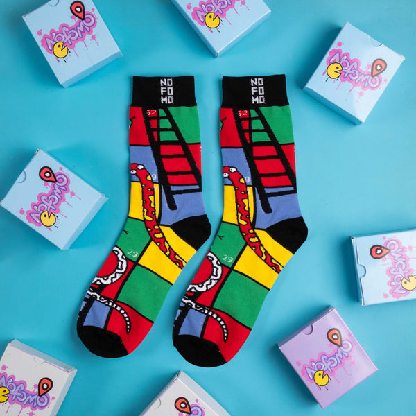 NoFoMo Crew Length Socks Snakes & Ladders - reference
