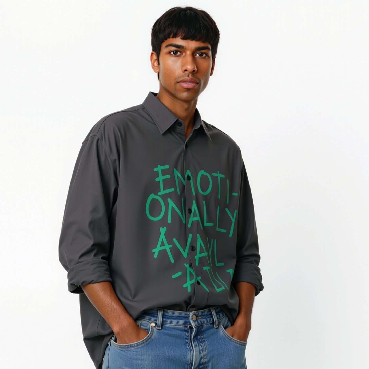 Exhale Label Oversized Shirt Grey - Emotionally Available