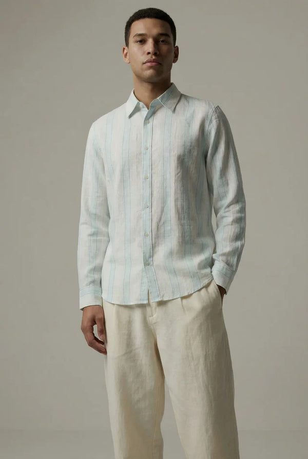 LYVN Relaxed Fit Vertical Strip Shirt - Blue & White - reference