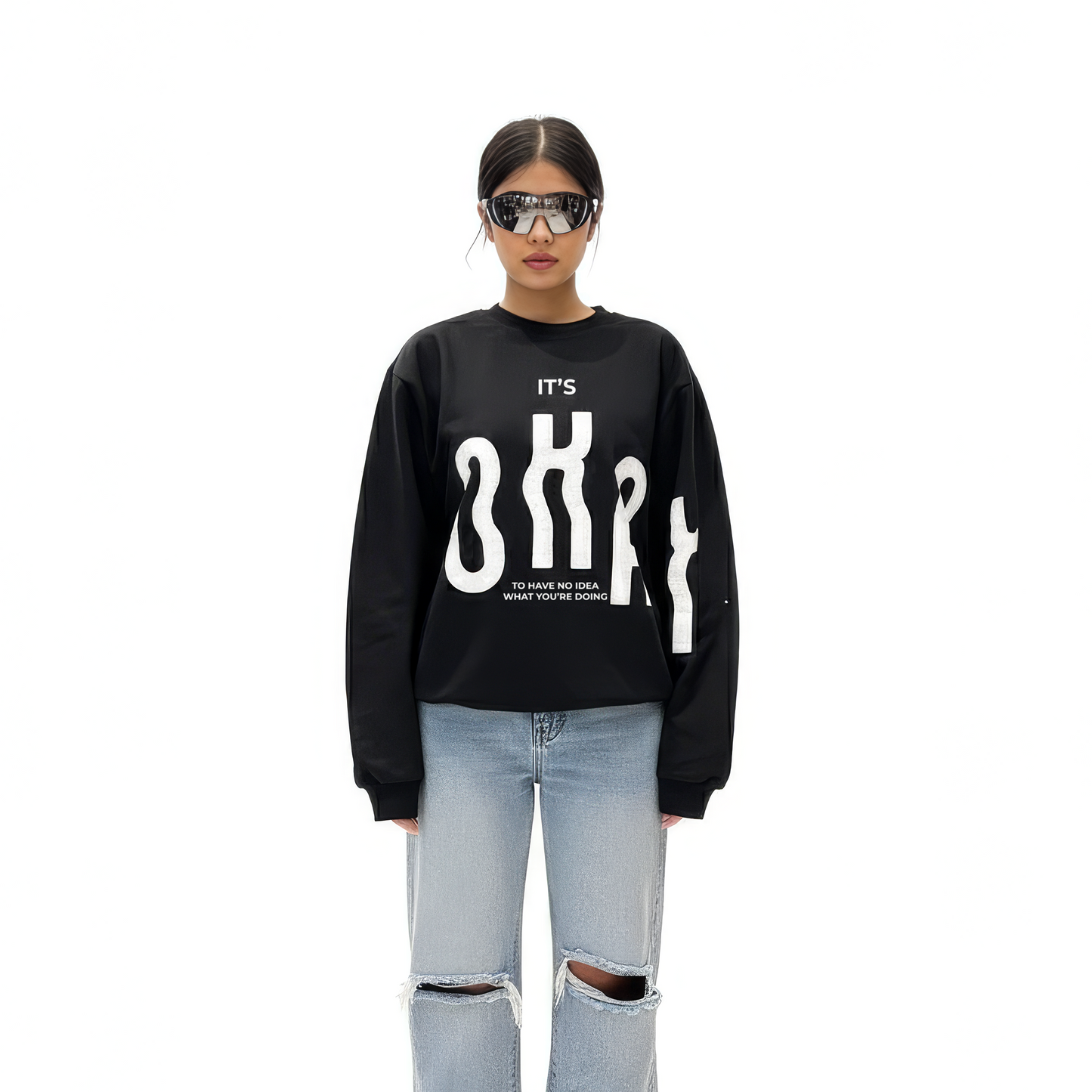 Exhale Label Oversized Sweatshirt Black - It's Okay