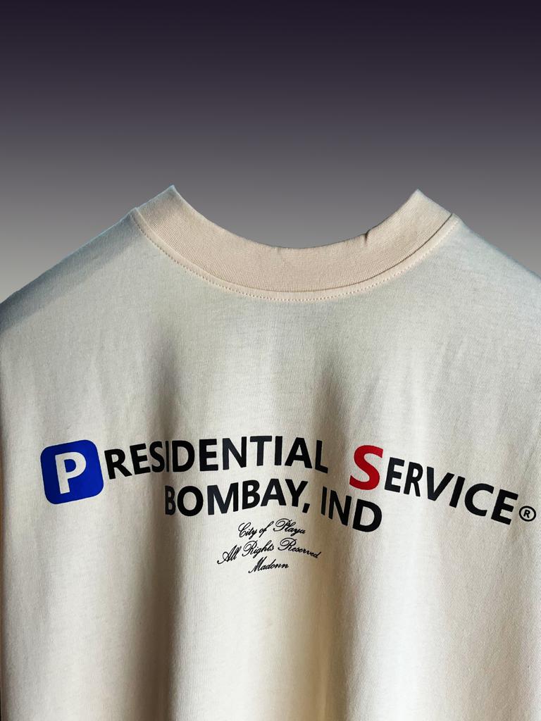 Madonn 'P Service' Oversize Cream T-Shirt