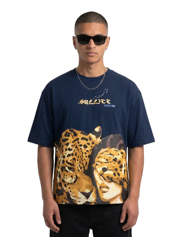 Sullitt Oversized Blue T-Shirt - Wild Love Leopard - reference