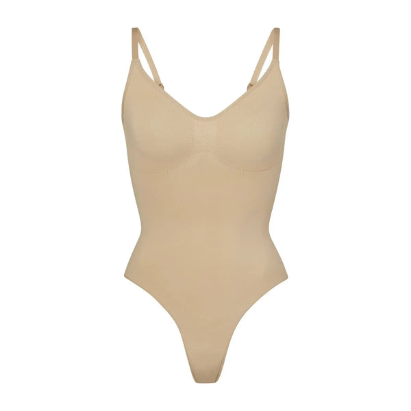 Skims Seamless Sculpt Thong Bodysuit Clay - reference