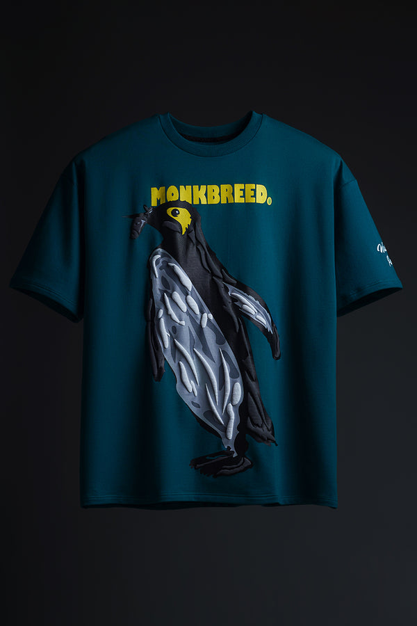Monkbreed Oversized Blue T-Shirt - Penguin Walk - reference