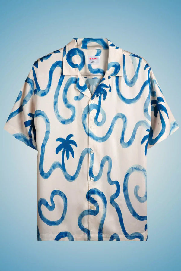 LYVN Relaxed Fit Palm Resort Shirt - White - reference