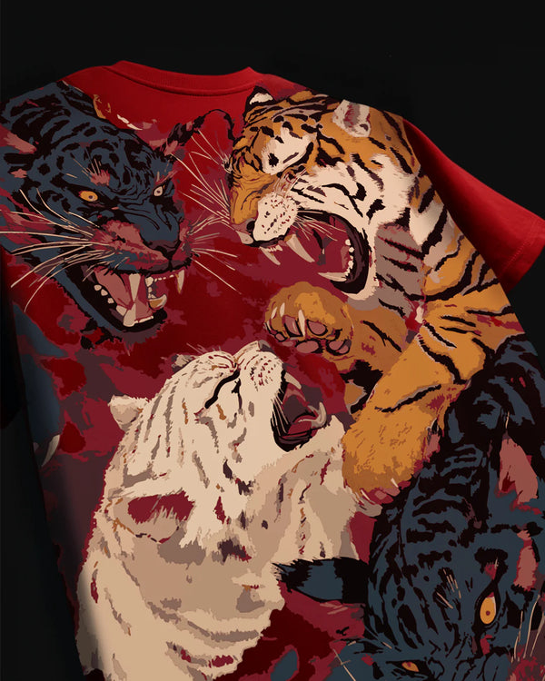 Sullitt Oversized Red T-Shirt - Rival Roar Tiger - reference