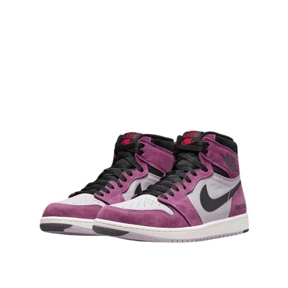 Angled view of AJ1 High Gore-tex Light Berry