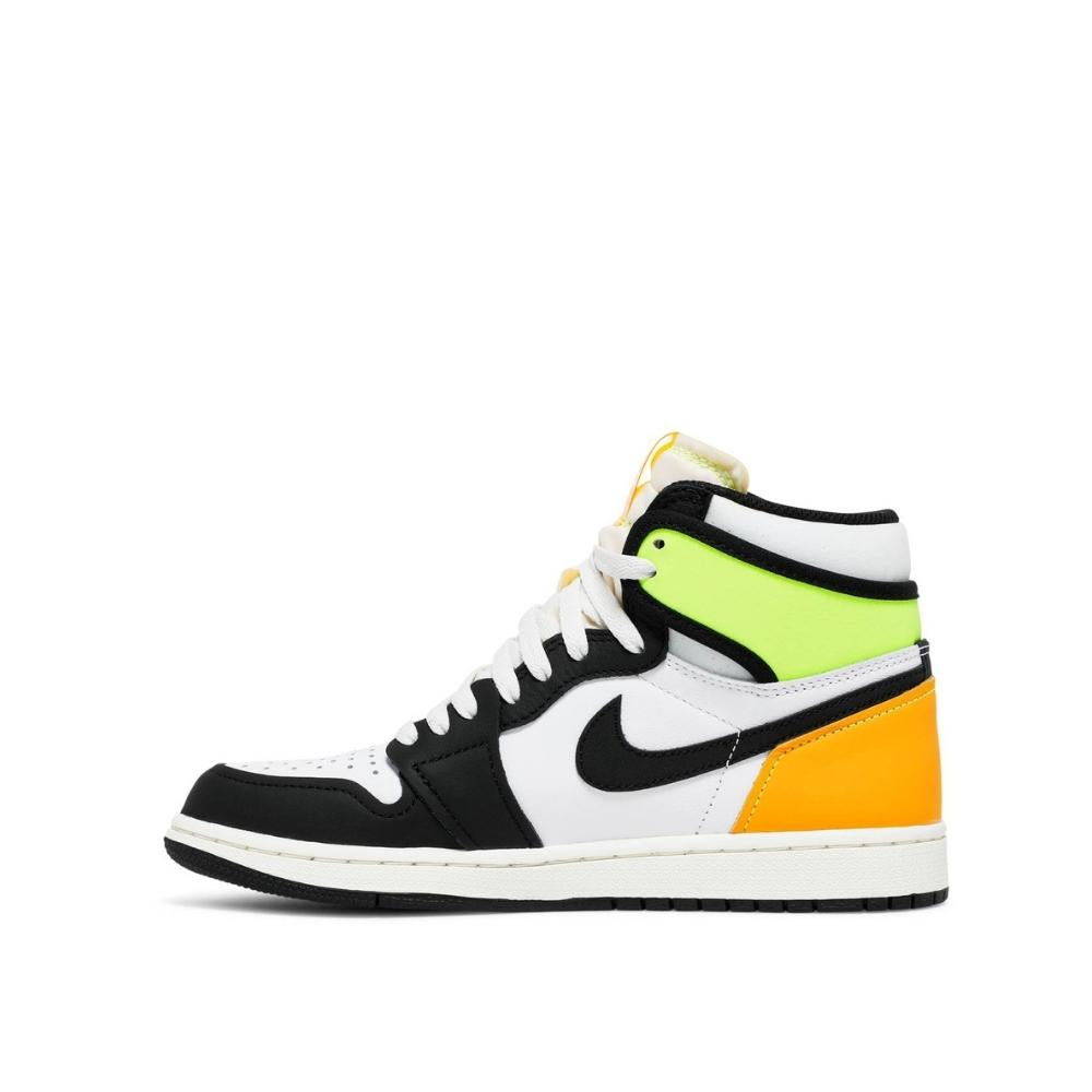 Side view of Air Jordan 1 High Volt Gold leftside