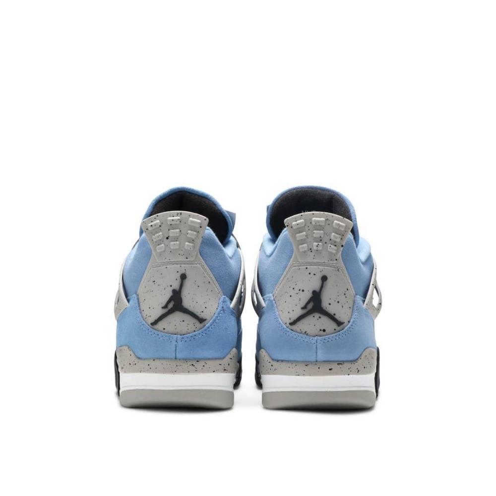 Back heel view of Air Jordan 4 University Blue