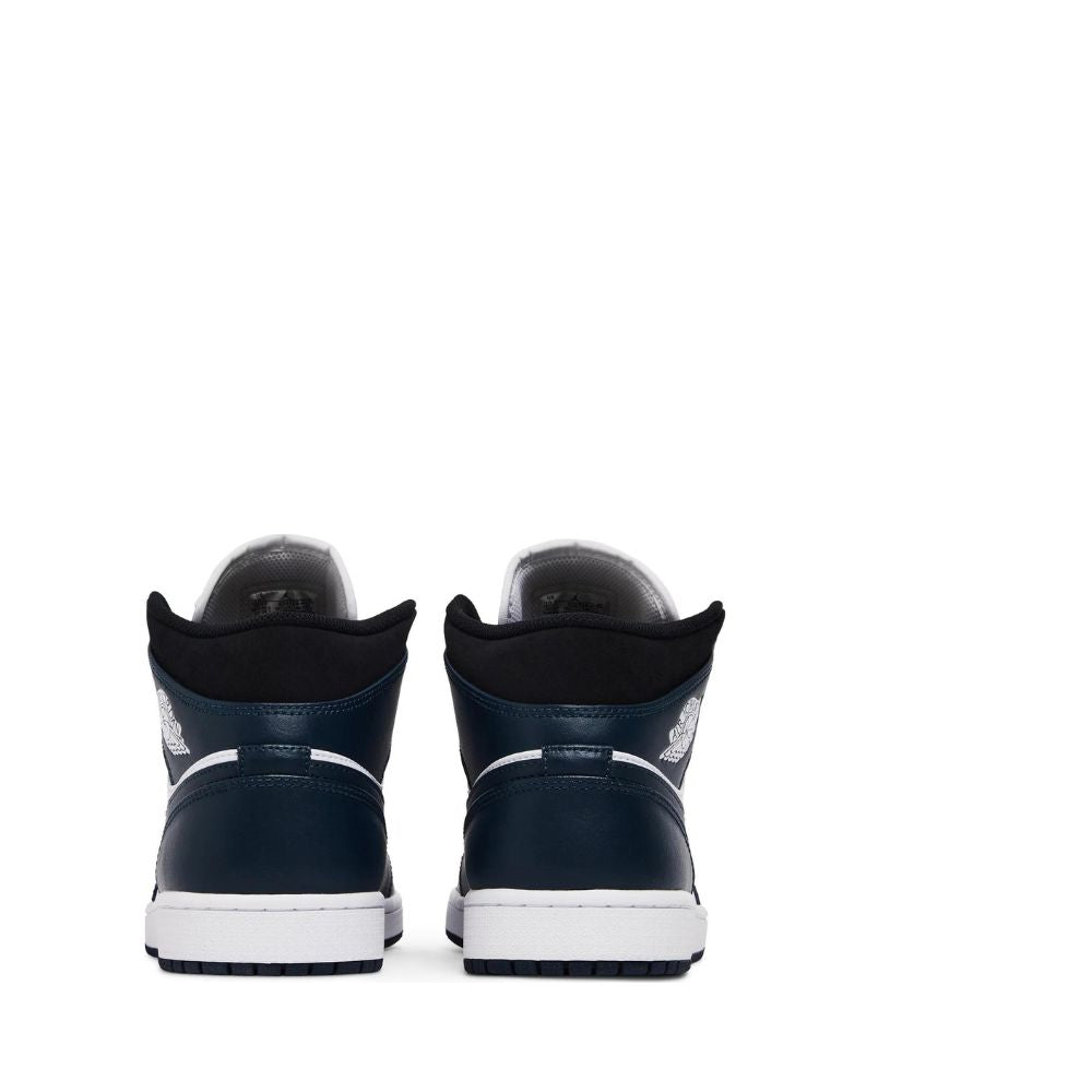 Back heel view of Air Jordan 1 Mid 'Armory Navy'