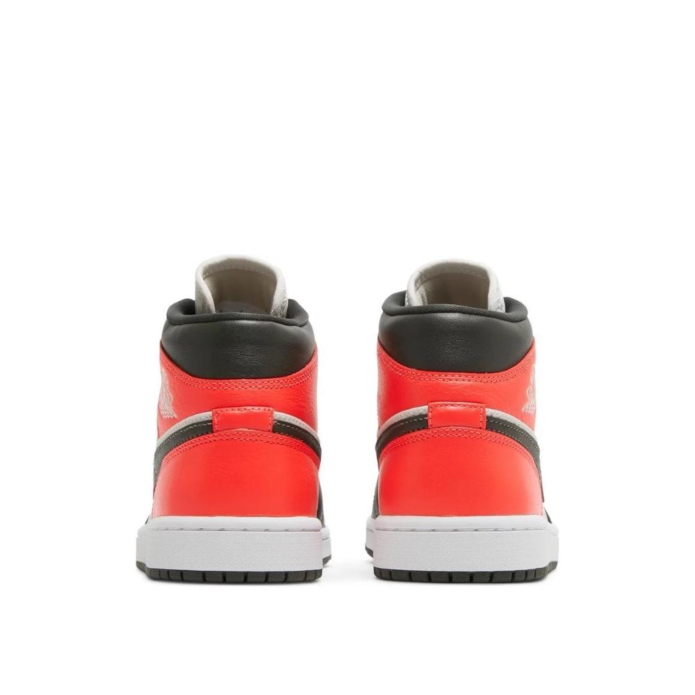 Back heel view of Air Jordan 1 Mid Newsprint