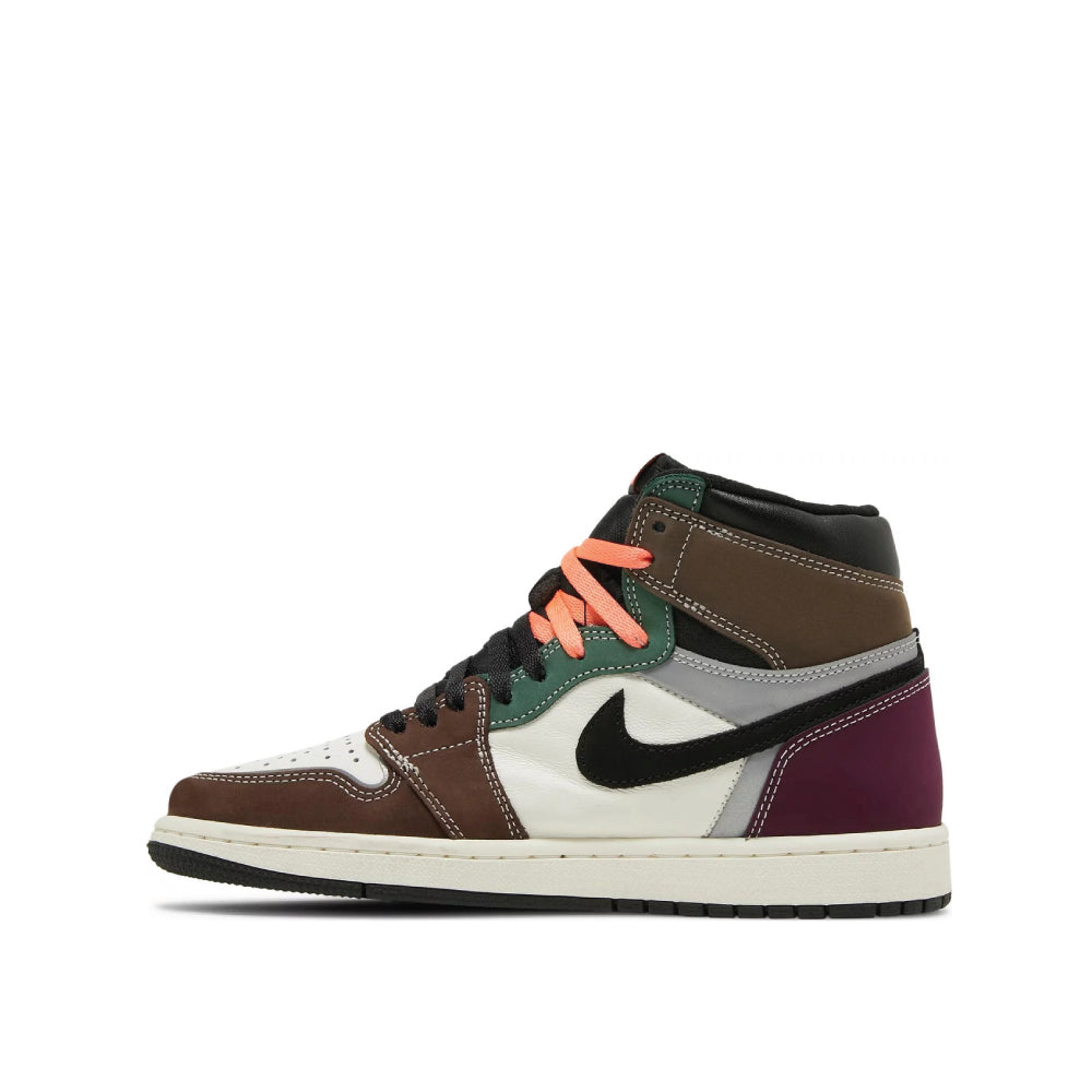 Side view of Air Jordan 1 High OG 'Crafted', left to right