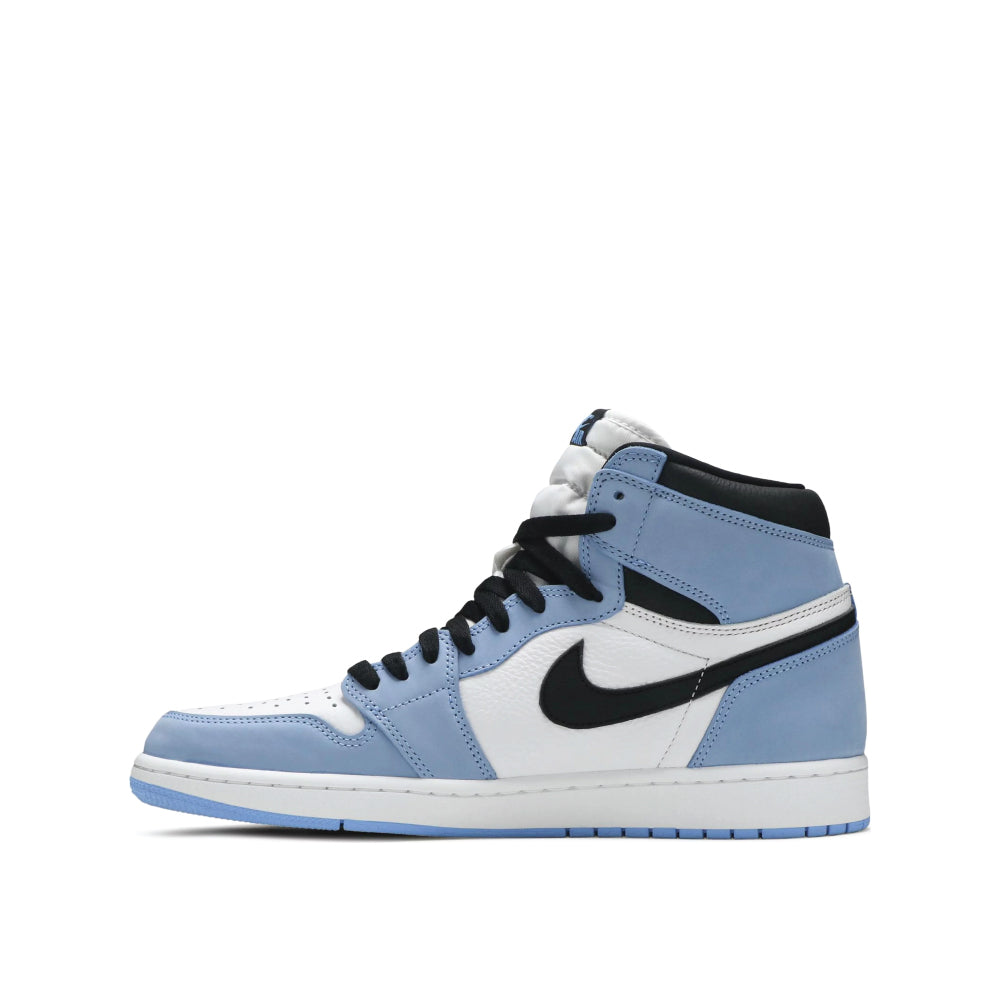 Side view of Air Jordan 1 High University Blue leftside