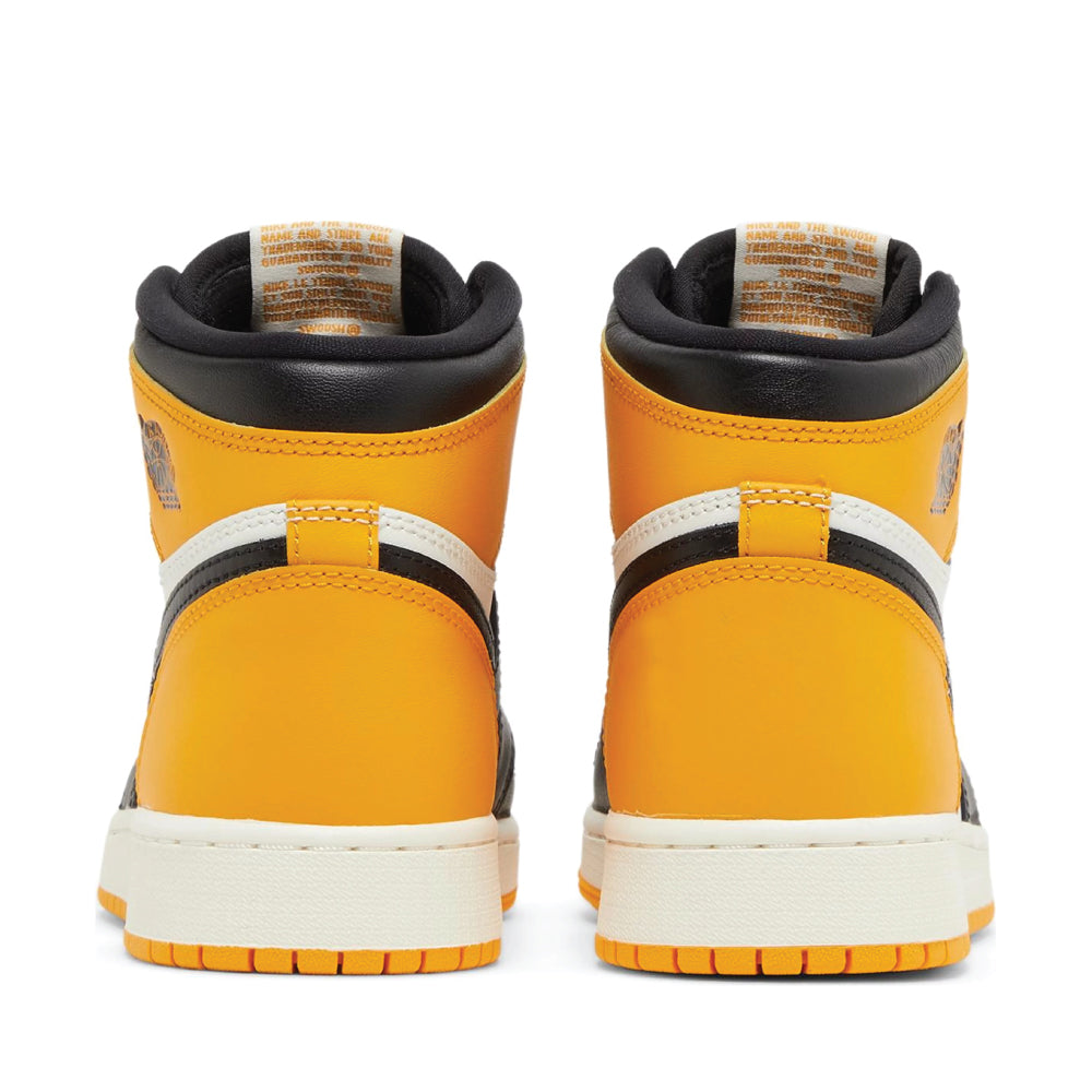 Back view of Air Jordan 1 High Yellow Toe 'Taxi'