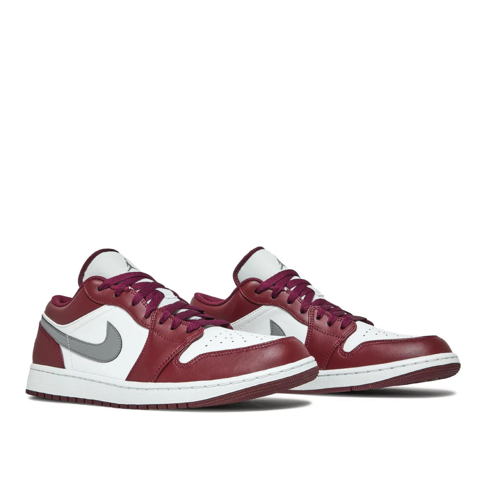 Angled view of Air Jordan 1 Low 'Cherrywood Red'