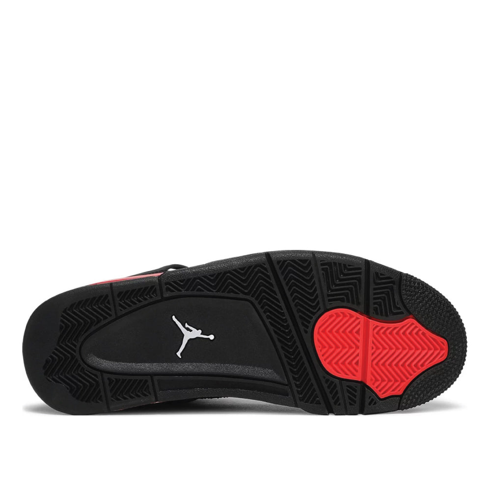 Bottom sole view of Air Jordan 4 Retro 'Red Thunder'