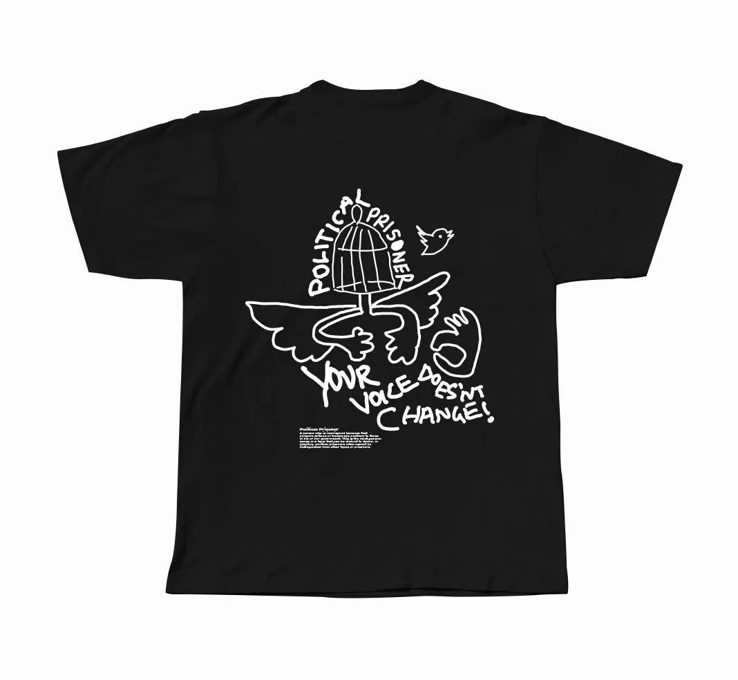 WalaWali Unisex Black 'Political Prisoner' Boxy Tee