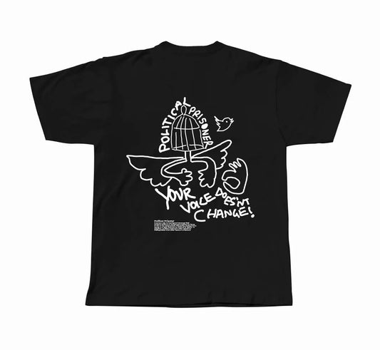 WalaWali Unisex Black 'Political Prisoner' Boxy Tee
