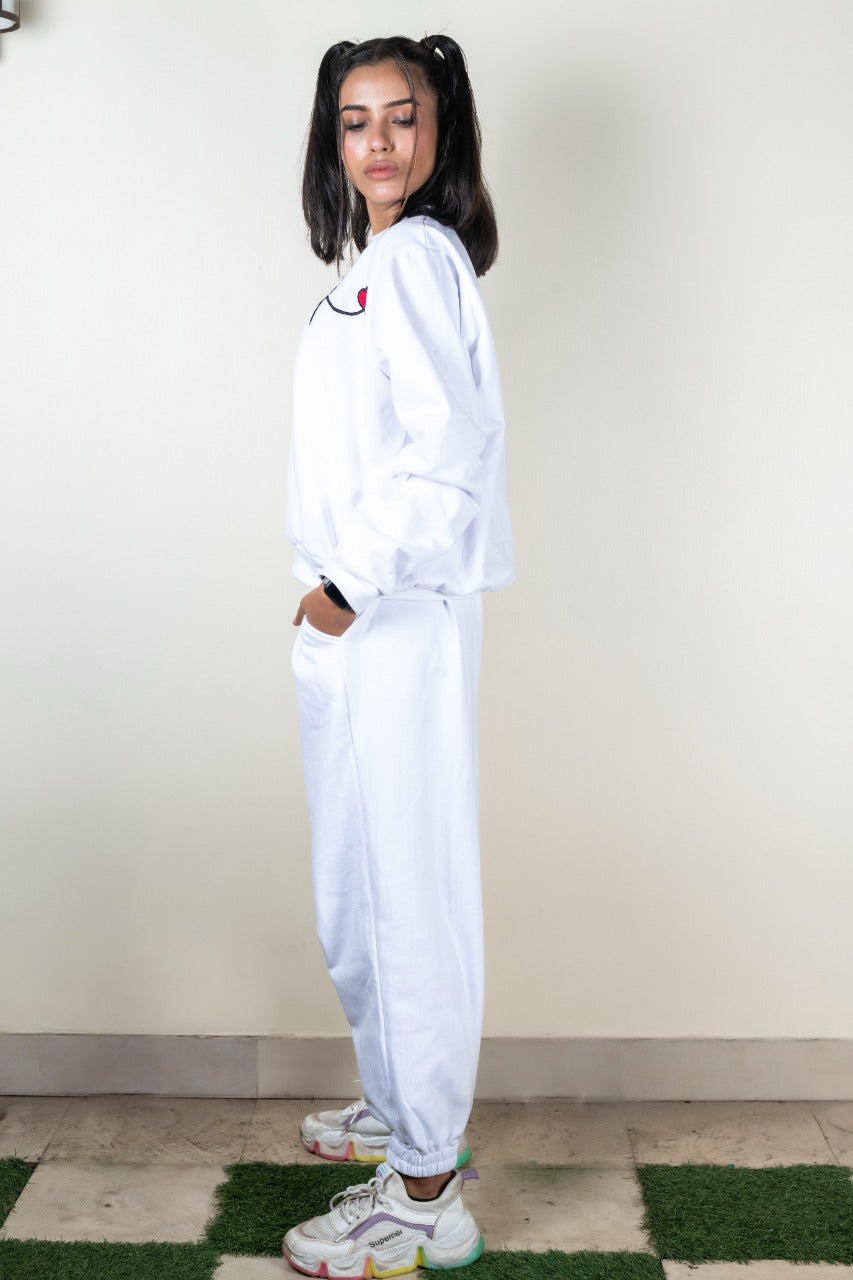 KNN Calcutta Unsex White Joggers