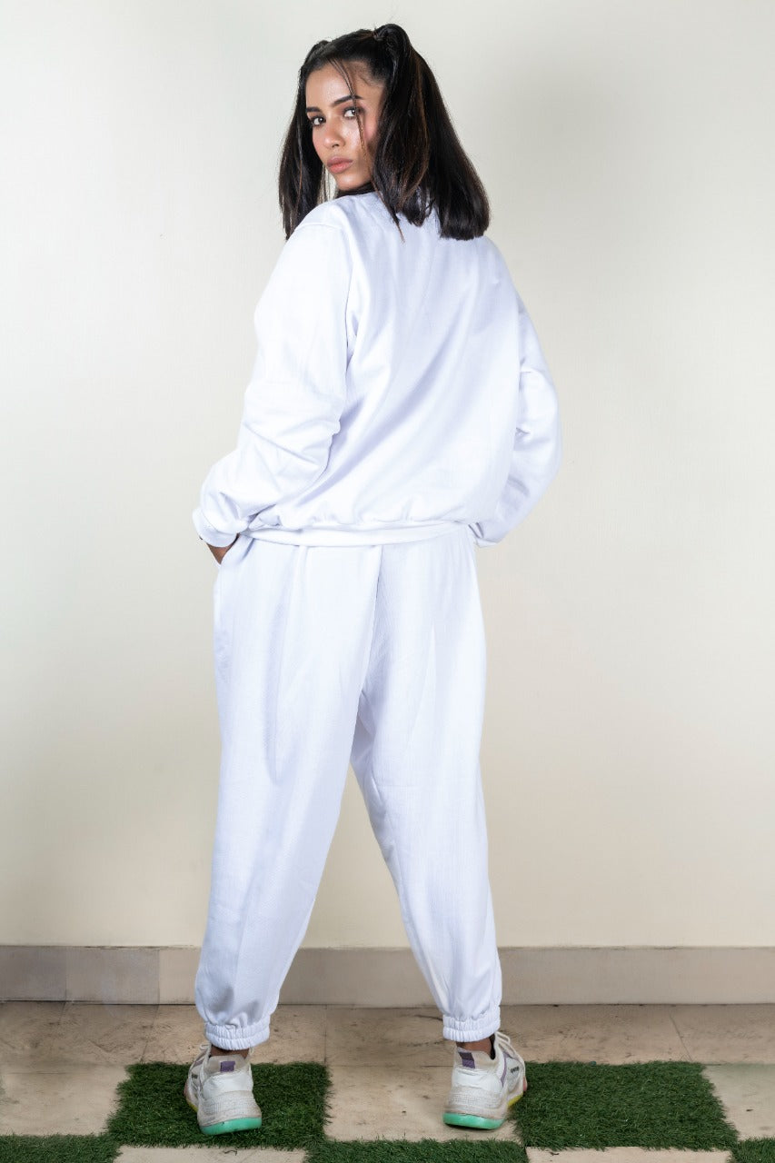KNN Calcutta Unsex White Joggers