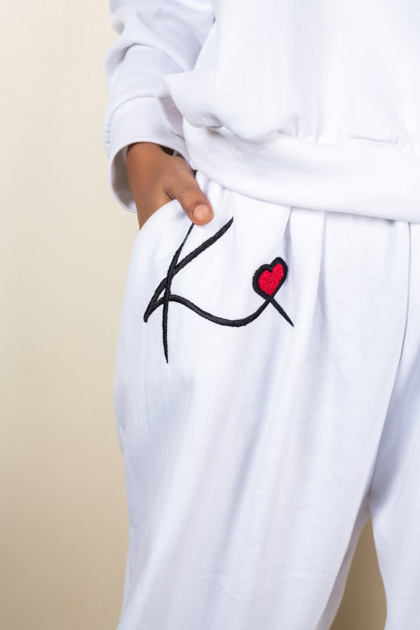 KNN Calcutta Unsex White Joggers