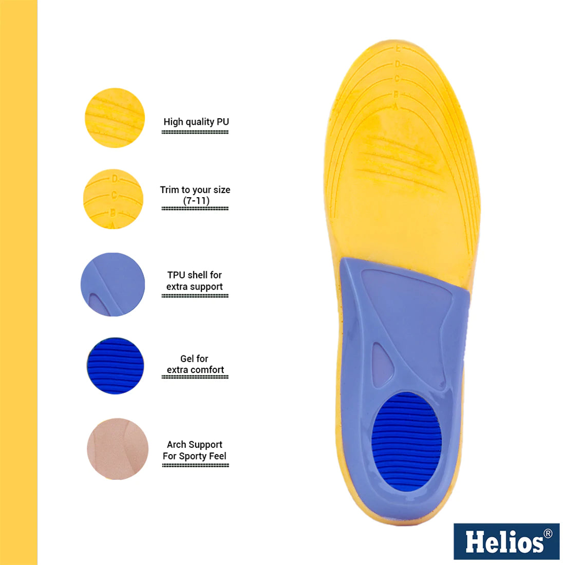 Helios Ultra Sport Insole For Men - Size 7-11 (Trim to Fit)