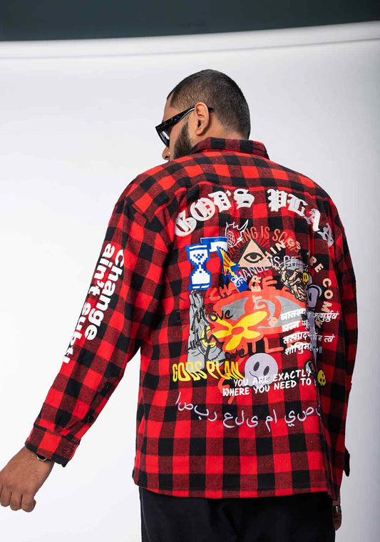 WalaWali God’s Plan Red Flannel Shirt