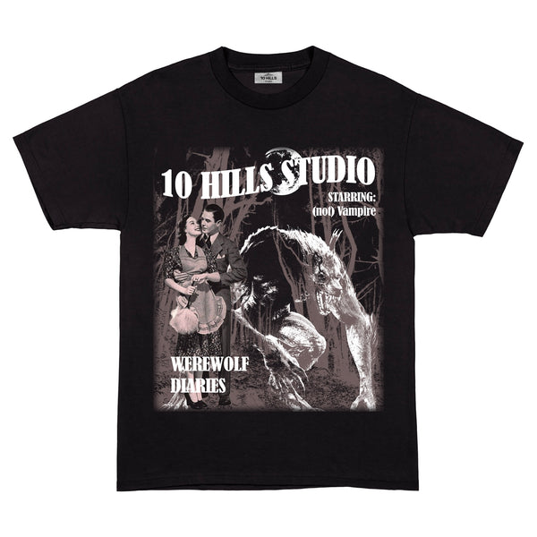 Front view of 10 Hills Studio Unisex 'Stop War' Black Boxy T-shirt - reference