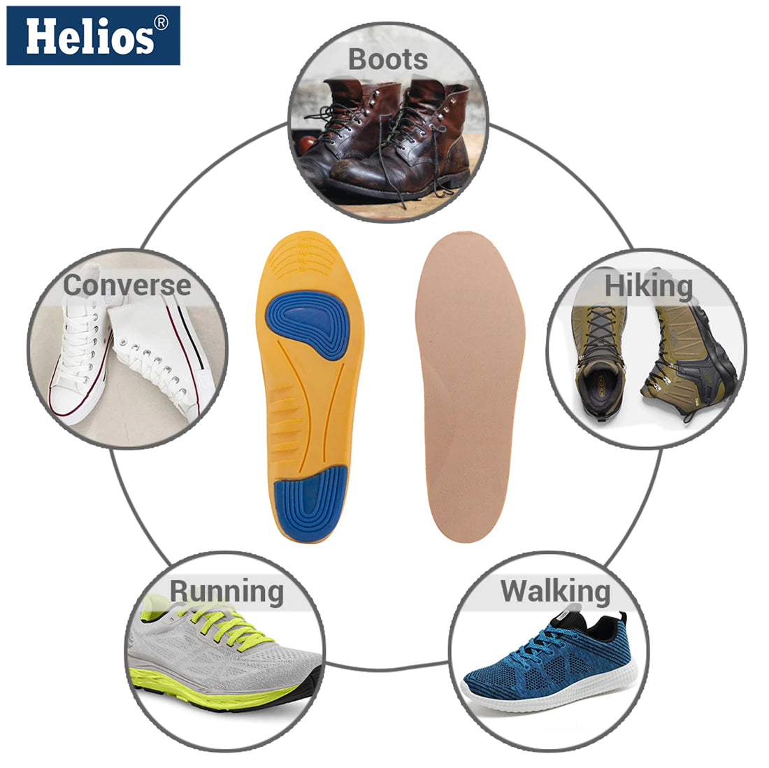 Helios Shock Absorption Insole For Men - Size 7-11 (Trim to Fit)