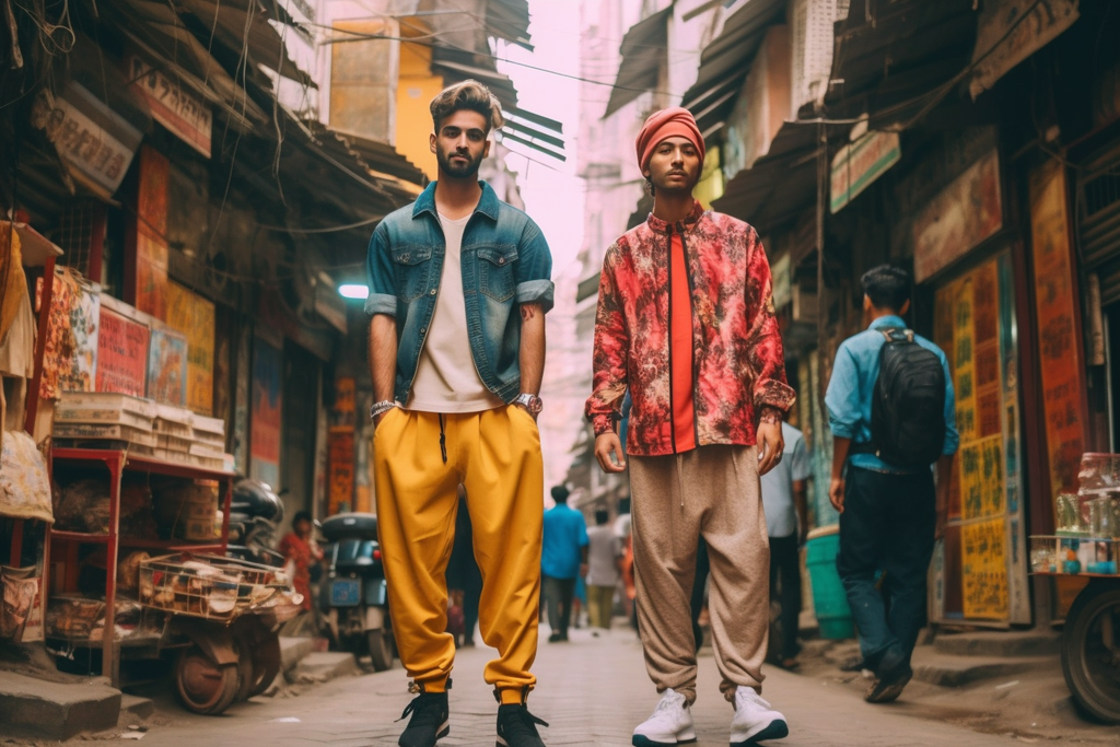 Indian men wearing streetwear in India