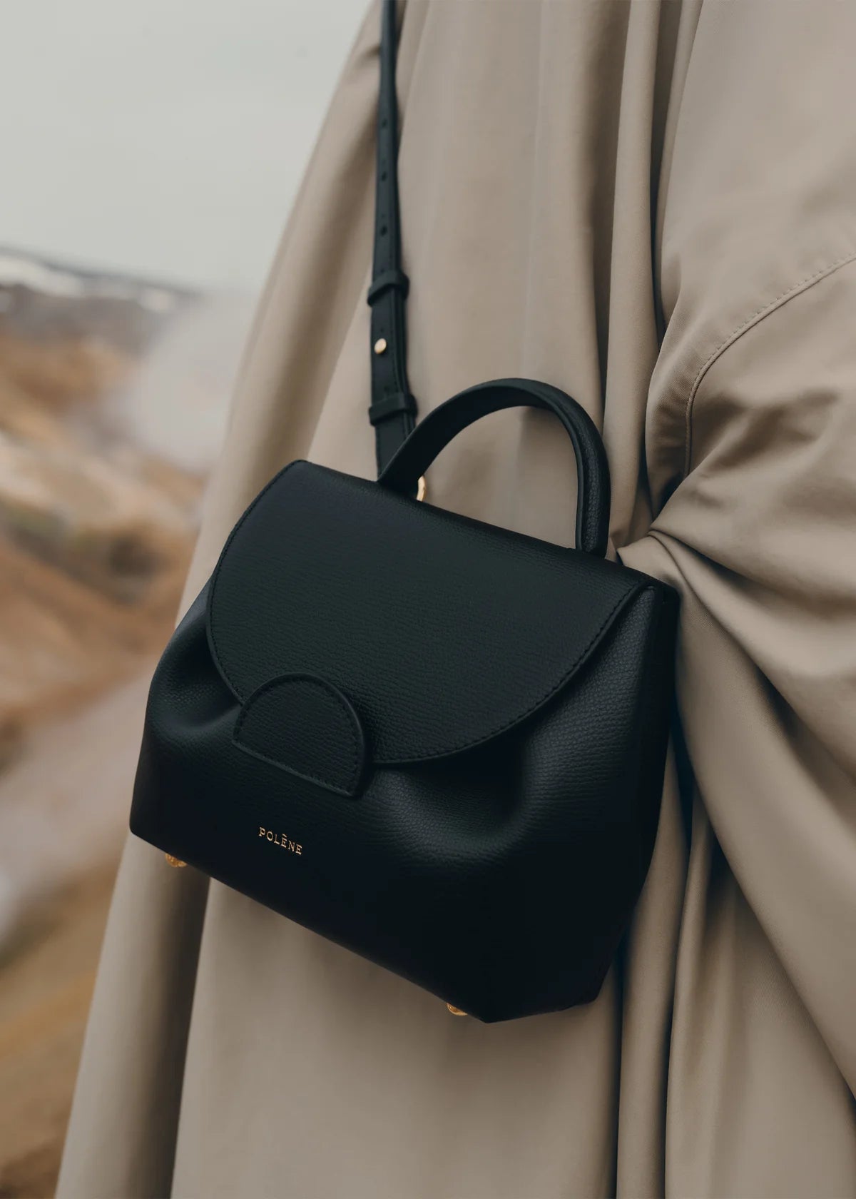 Polene Numero Un Nano Edition Textured Bag - Black