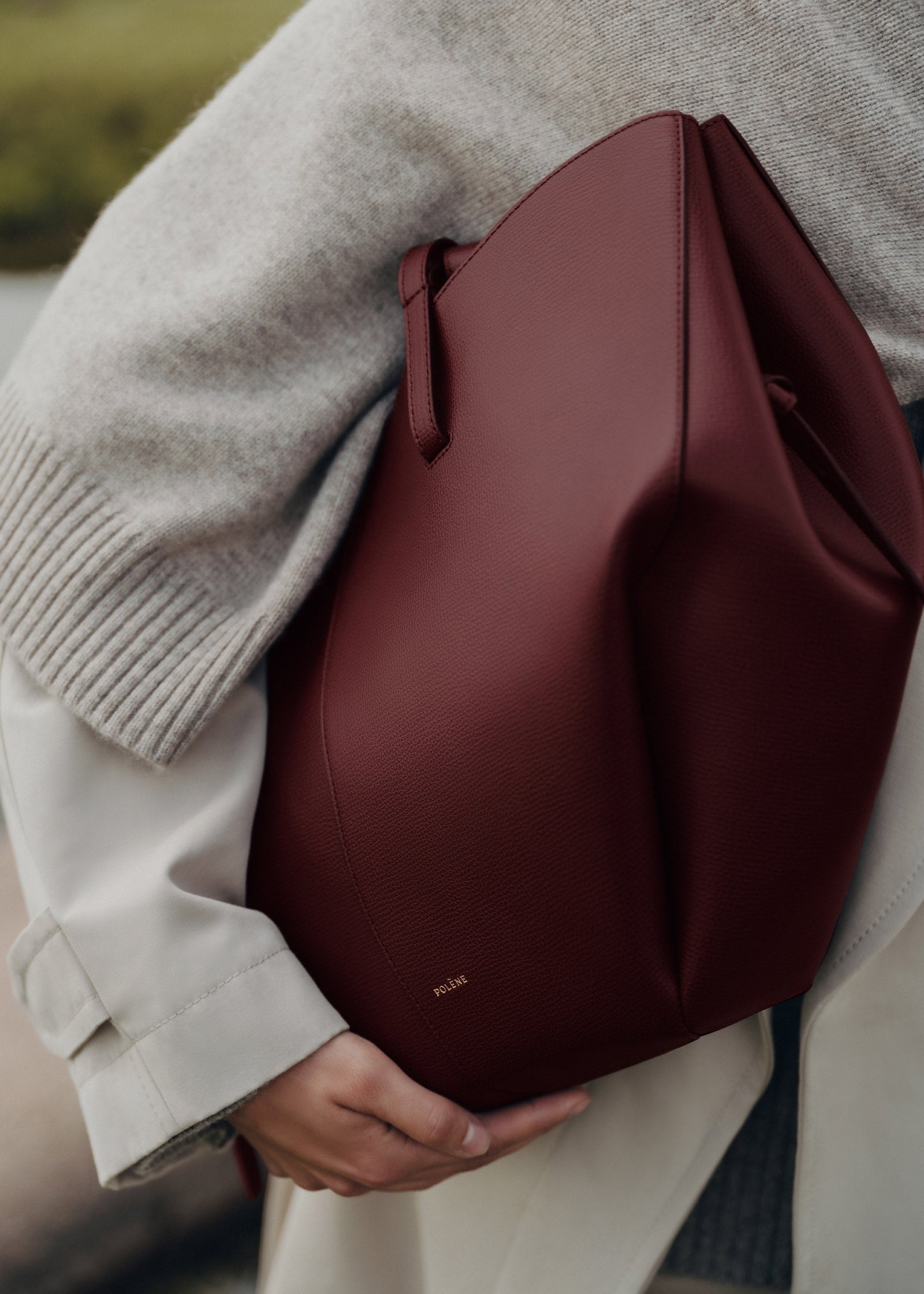 Polene Cyme Edition Textured Bag - Black Cherry