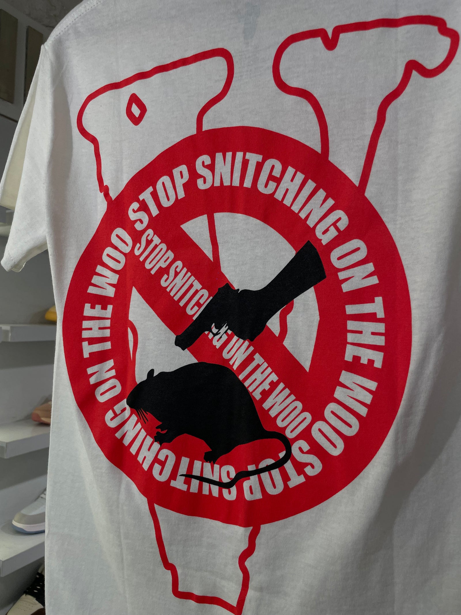 Pop Smoke x Vlone Stop Snitching T-Shirt - White