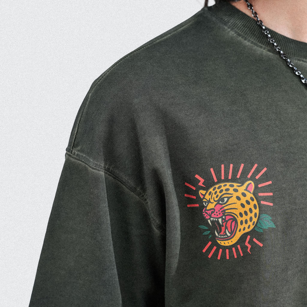 Khaaki Oversized T-Shirt Olive Pigment Washed - Wild Realm