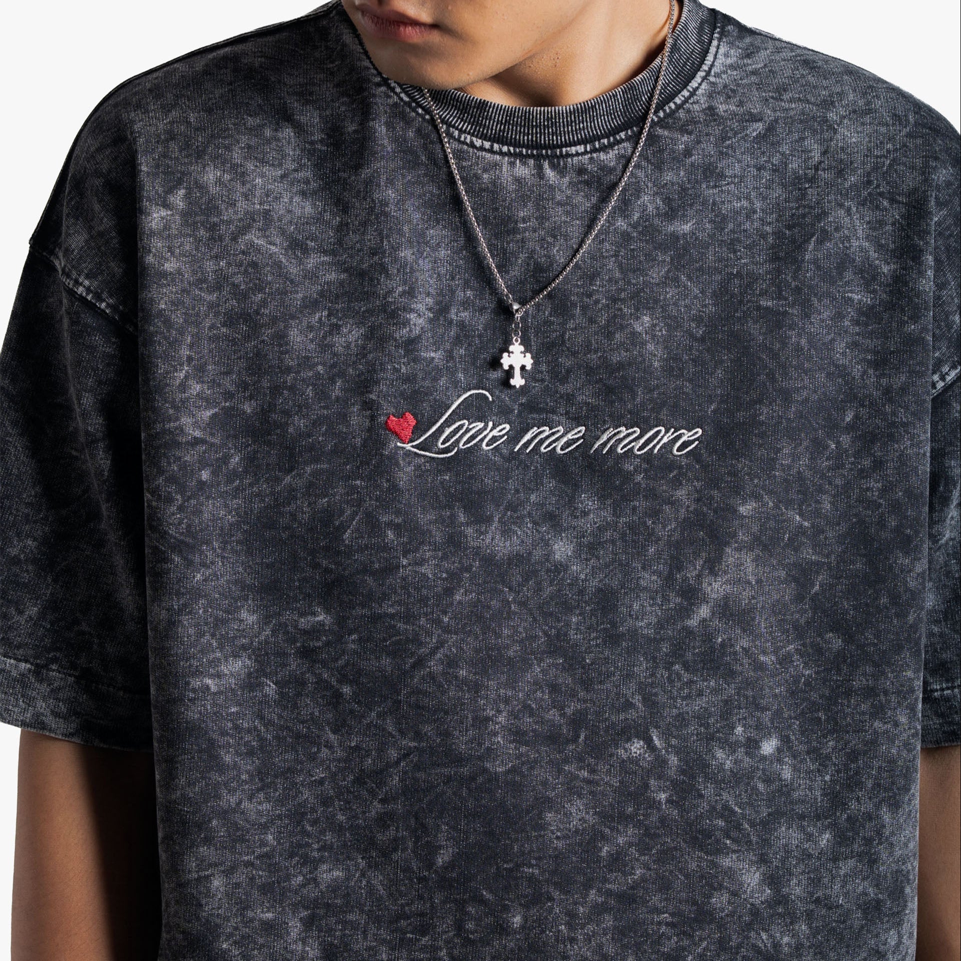 Khaaki Oversized T-shirt Black Washed - Love Me More