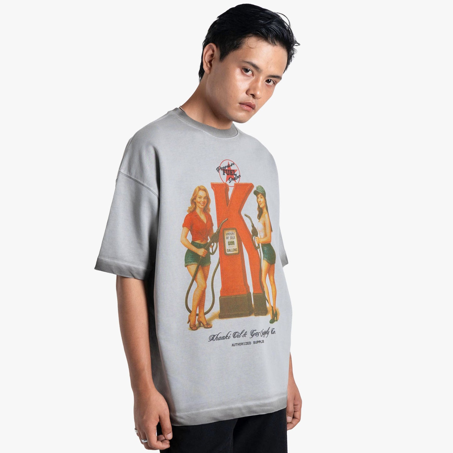Khaaki Oversized T-shirt Grey Washed - Premium Fule