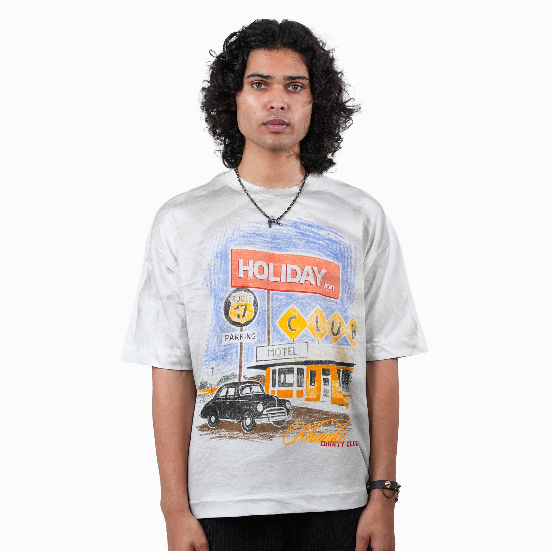 Khaaki Oversized T-Shirt Vintage Washed- The Holiday Inn