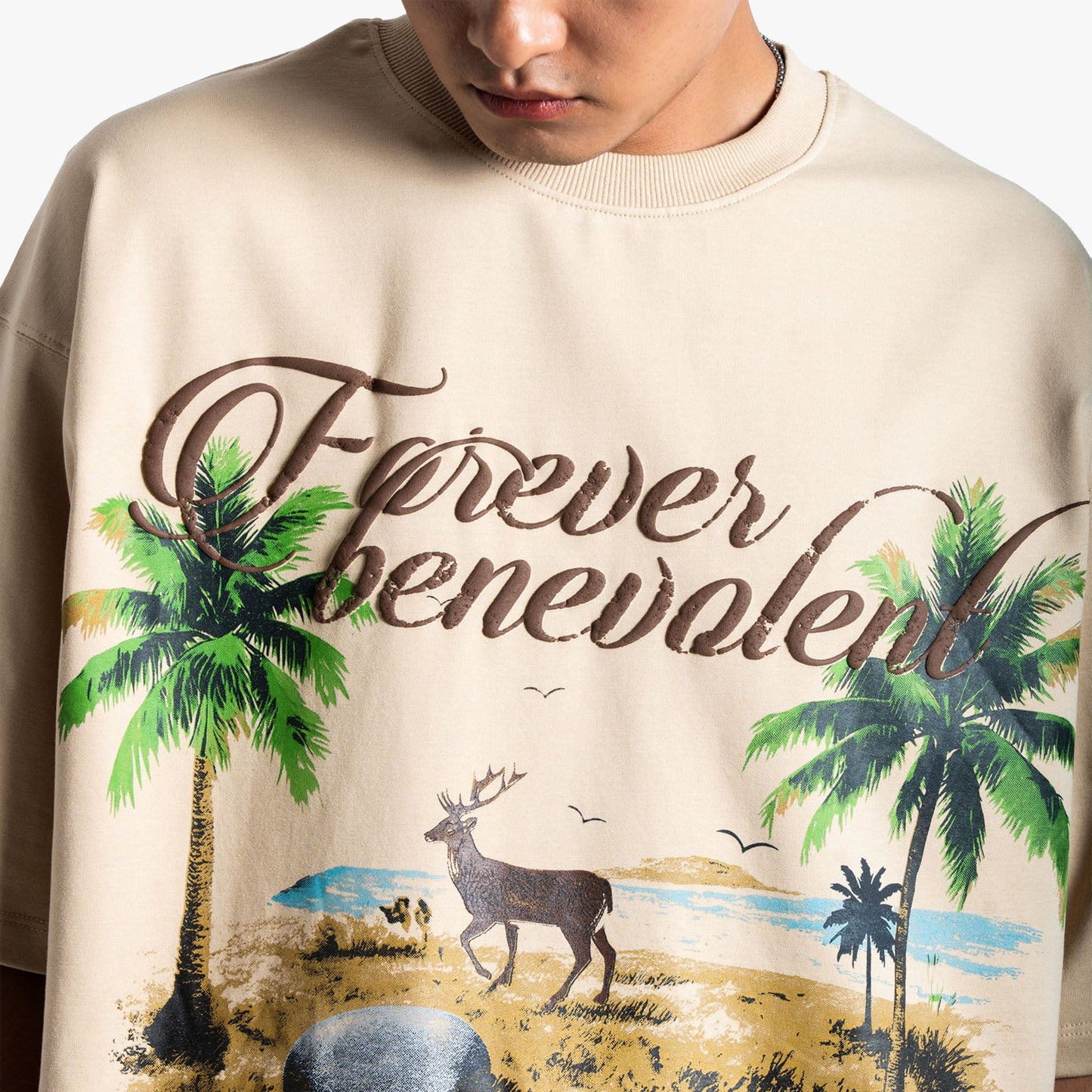 Khaaki Oversized T-shirt Biege - Forever Benevolent