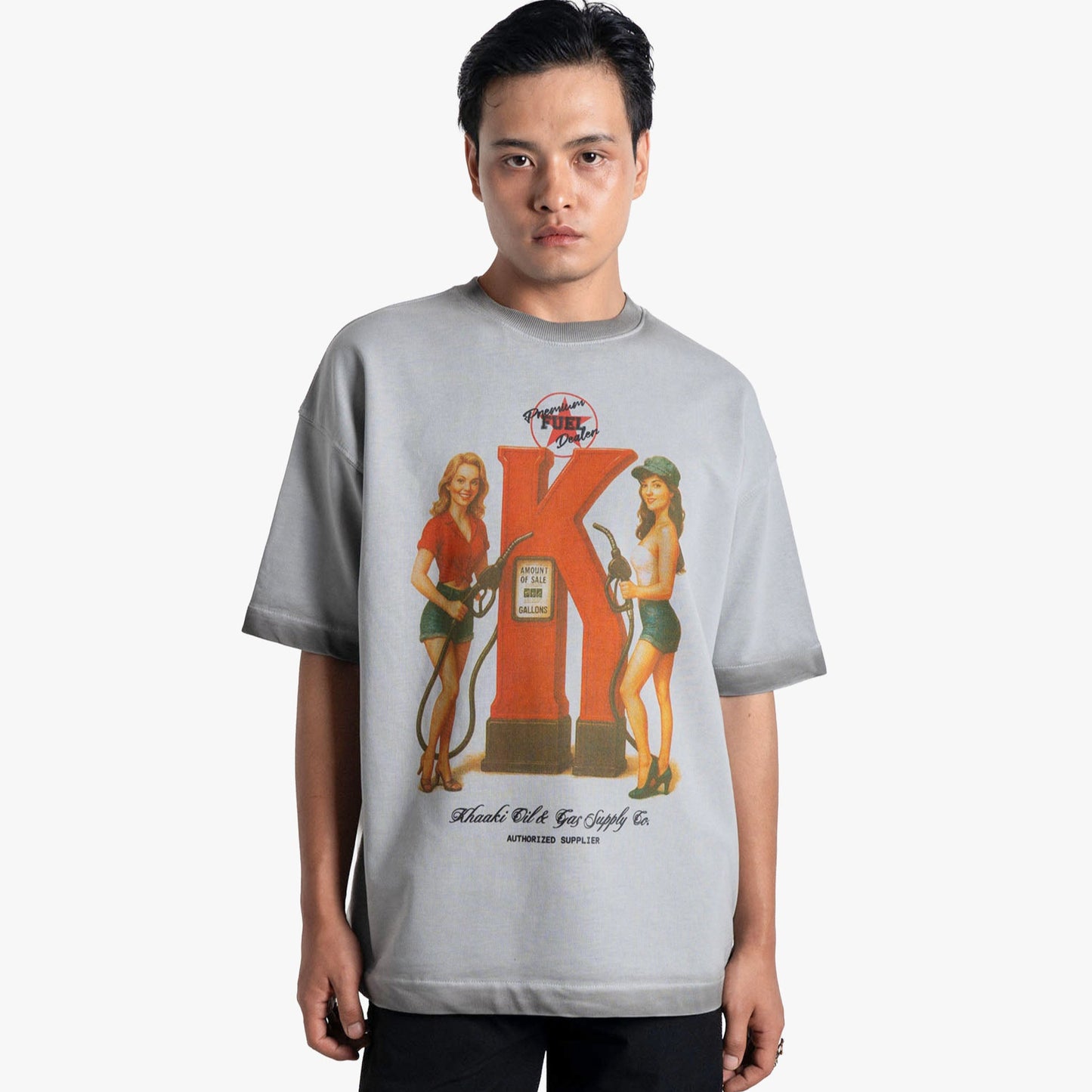 Khaaki Oversized T-shirt Grey Washed - Premium Fule