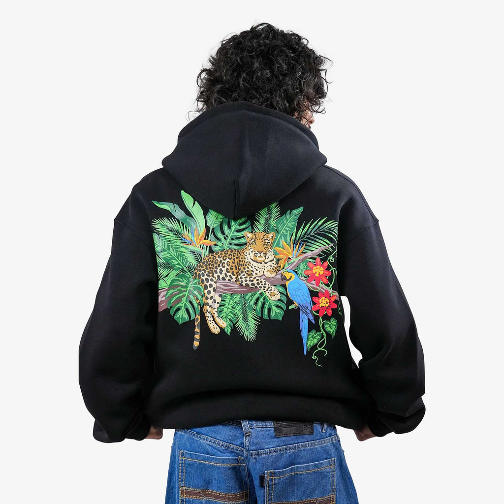 Khaaki Oversized Zipper Hoodie Black - Nature's Royalty